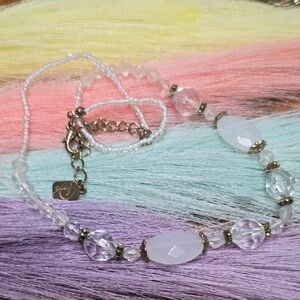 Chic Silver and White Crystal Necklace